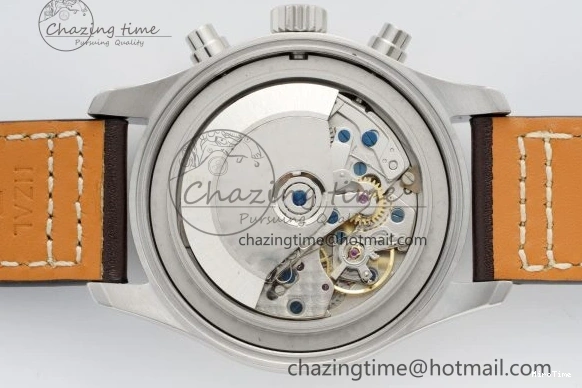 MIROTIME 0312 Bright Pilot Chrono SS AZF 1:1 Best Edition Green Dial on Brown Leather Strap A 7059